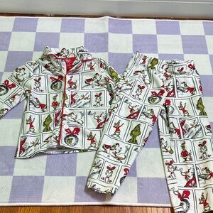 Kids Cartoon Character Pajama Set - White and Green